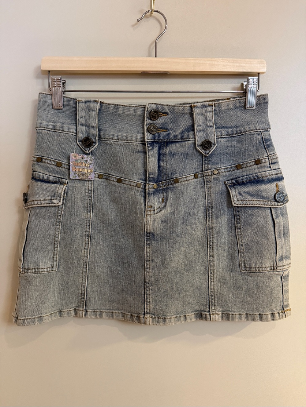 Denim Utility Mini Skirt - Light Blue